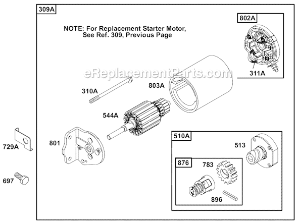 Page H Diagram and Parts List for 19B400SERIES  Briggs and Stratton Engine